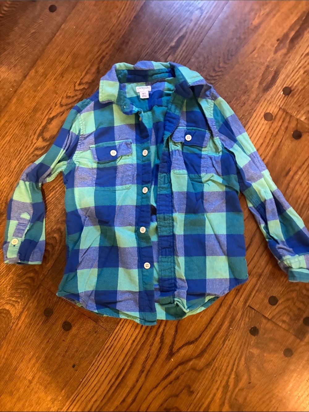 Crewcuts Blue and Teal Plaid Button-Down Shirt